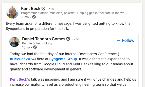 Example speaking engagement