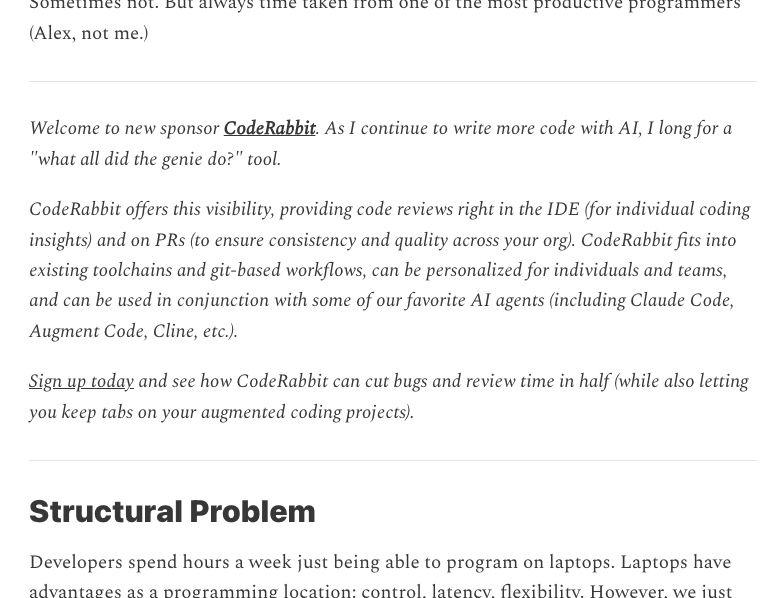 Example newsletter feature placement